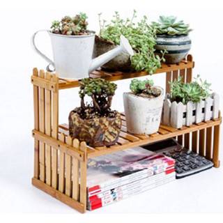 Organizer Plant Shelf Flower Display Stand Bamboo Wood Storage Rack Garden