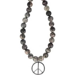 👉 Kralenketting active van Jaspis Picasso met Peace-symbool 8718561057235