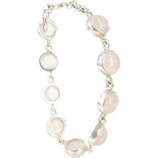 👉 Edelsteen armband roze zilver active Edelstenen Kwarts in (Rond) 8718561033376