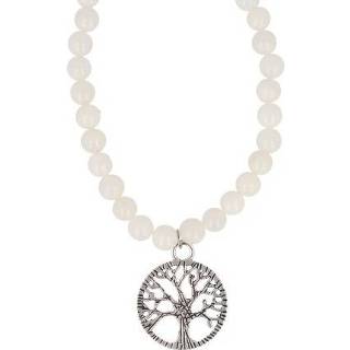 👉 Kralenketting witte RVS active Edelstenen van Jade met een Levensboom-Hanger 8718561057204