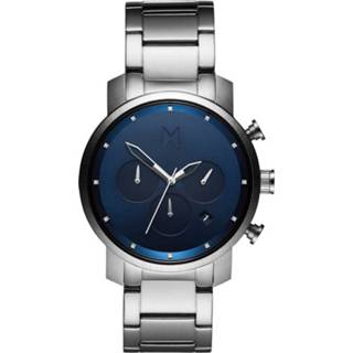 👉 Horloge edelstaal blauw mannen vouwsluiting met drukker rond zilverkleurig quartz eraal chronograaf active Midnight Chrono MVMT D-MC02-SBLU 40 mm
