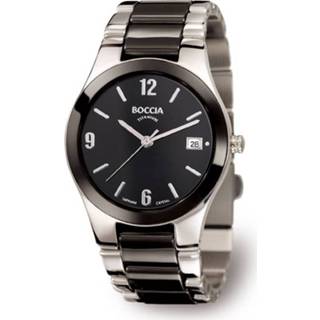 👉 Horloge titanium keramiek zwart vrouwen vierkant zilverkleurig quartz saffierglas active Boccia 3189-02 met 4040066199351