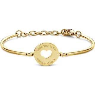 👉 Armband goudkleurig staal vrouwen active fantasiearmband CO88 Collection Inspirational 8CB 90335 Stalen met Hanger - Hart en Love You to The Moon and Back 17 mm One-size 8719956246449