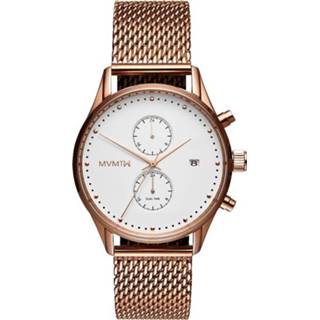 👉 Horloge rose edelstaal eraal mannen quartz rond puntjes klepsluiting chronograaf wit active voyager rosekleurig MVMT D-MV01-RGM White Mesh 42 mm