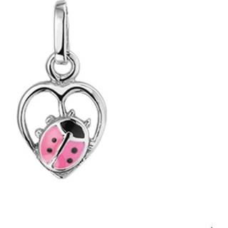 👉 Hanger zilver gerhodineerd hart glanzend active unisex roze TFT En Lieveheersbeestje 8718834407873