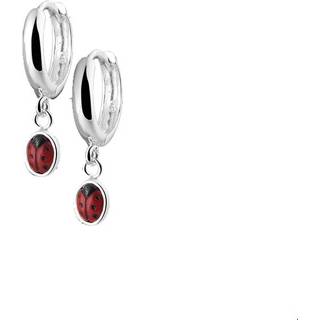 👉 Zilver lieveheersbeestje glanzend unisex active rood TFT Klapcreolen 8718834018109