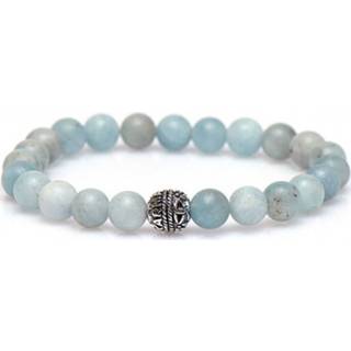 👉 Armband zilver vrouwen rekarmband active blauwgrijs Karma 86797 Ocean Waves Silver Bead 20 cm