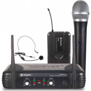 Draadloze UHF microfoon active 2e keus - SkyTec Twee Kanaals / Headset Combinatie STWM722C 8715693249026