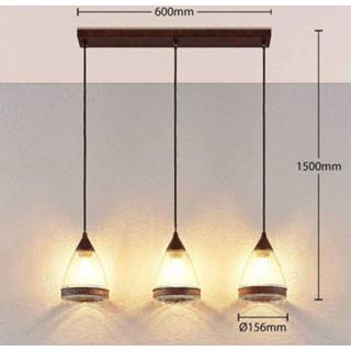 👉 Glazen hanglamp a++ roestbruin metaal Millina, roestbruin, 3-lamps