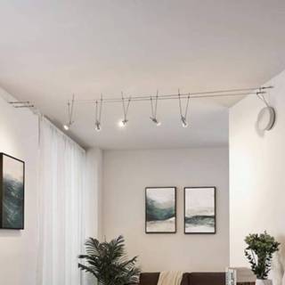 👉 Kabelsysteem chroom staal warmwit a+ LED Marno, 5-lamps