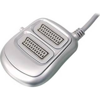Scart schakelaar male - 2x female grijs donkergrijs PVC blister koper rond verguld manual HQSS0026 Scart schakelaar grijs donkergrijs PVC Female blister koper rond Male verguld manual HQSS0026 - 2x 0.50 m 5412810078288